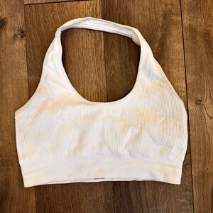 NVGTN white ribbed halter sports bra